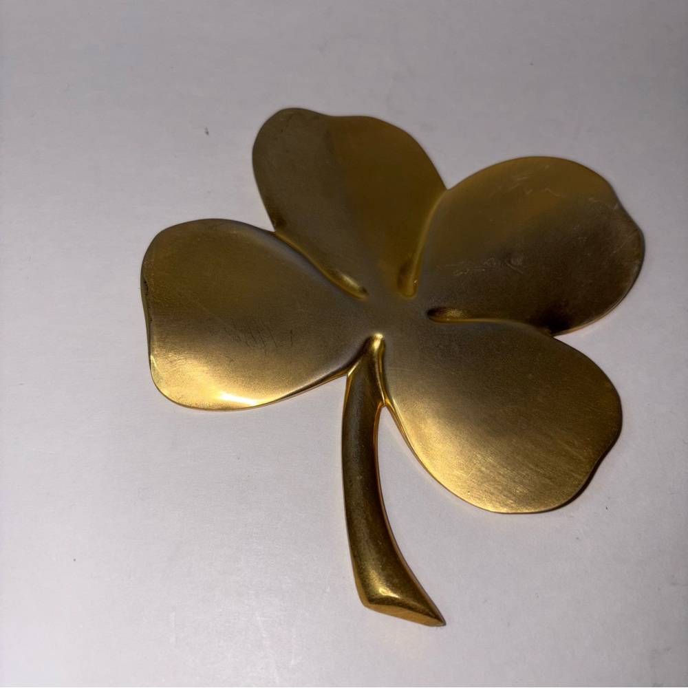 Vintage Gerity 24KT Gold Plated Four Leaf Clover Shamrock Paperweight Irish